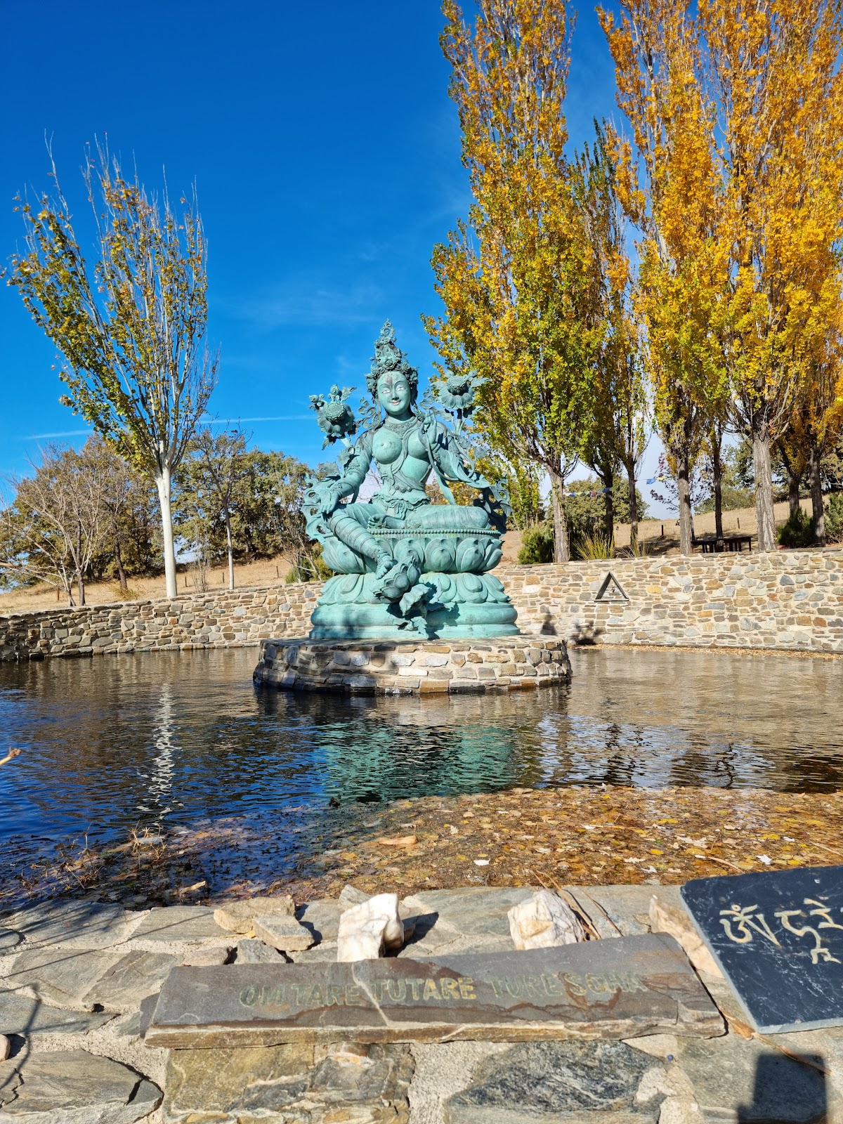 Green Tara statue at O Sel Ling Buddhis Retreat
